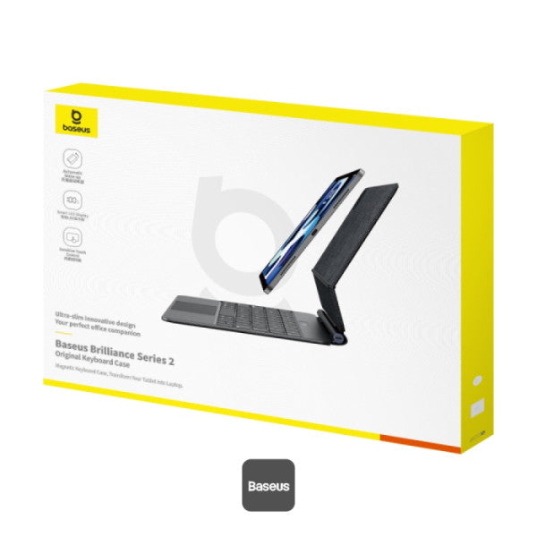 Baseus Brilliance Series 2 Keyboard Case for iPad Air 13 (2025 2024) & iPad Pro 129 (2018-2022) - BT 53 Touchpad Adjustable Stand Type-C Charging - Black