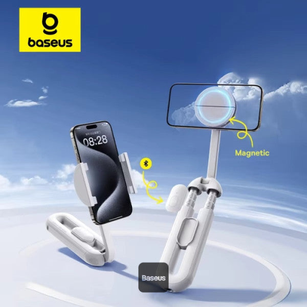 Baseus TechShot Dual-Support Magnetic & Clamping Selfie Stick Tripod with Bluetooth Remote  - White