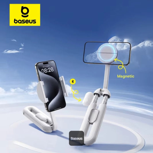 Baseus TechShot Dual-Support Magnetic & Clamping Selfie Stick Tripod with Bluetooth Remote  - White