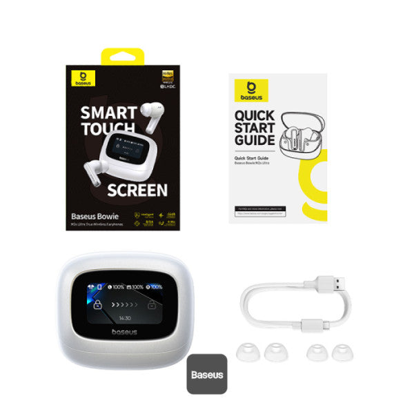 Baseus Bowie M2s Ultra True Wireless Earphones -52dB ANC 4-Mic ENC Smart Display 006s Low Latency Bluetooth 54 – White