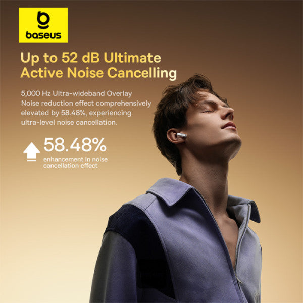 Baseus Bowie M2s Ultra True Wireless Earphones -52dB ANC 4-Mic ENC Smart Display 006s Low Latency Bluetooth 54 – White