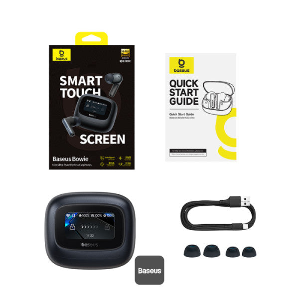 Baseus Bowie M2s Ultra True Wireless Earphones -52dB ANC 4-Mic ENC Smart Display 006s Low Latency Bluetooth 54 - Black