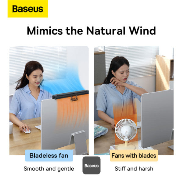 Baseus USB Fan Monitor Clip On & Stand-Up Desk Fan Bladeless Strong Wind Air Condition Noiseless Summer Cooler For Computer Laptop - Black