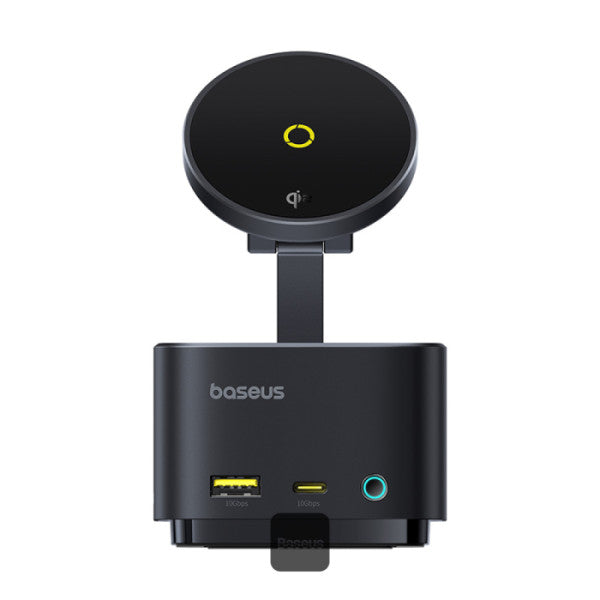 Baseus MagPro Series II 7-in-1 USB-C Hub with 15W Qi2 Wireless Charger 4K@60Hz HDMI 100W PD 10Gbps Ports SD Card Reader – Black