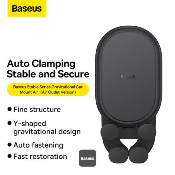 Baseus Stable Gravitational Car Mount Air Vent Phone Holder Bracket (Air Outlet Version) - Black
