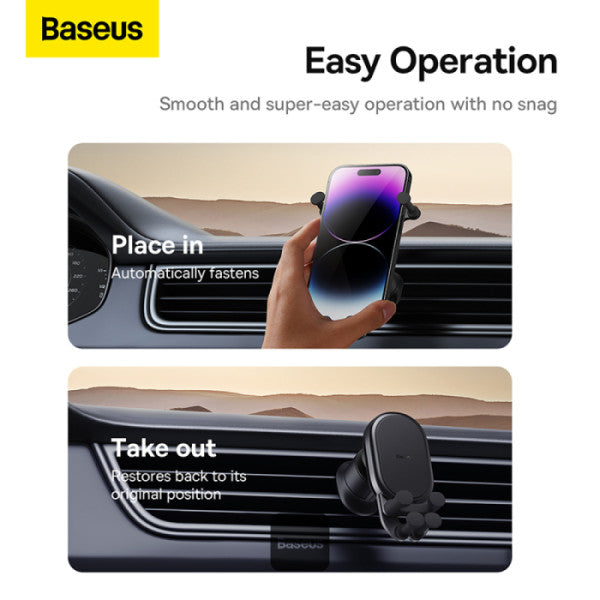 Baseus Stable Gravitational Car Mount Air Vent Phone Holder Bracket (Air Outlet Version) - Black