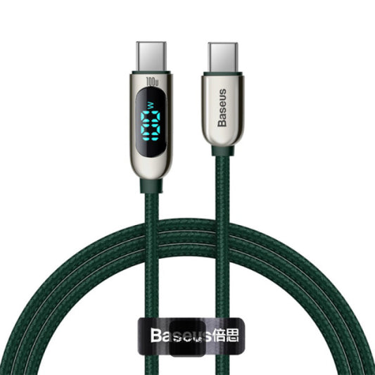 Baseus LED Display Fast Charging Data Cable Type-C to Type-C 100W 5A 1M - Green
