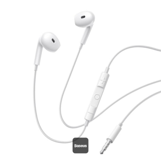 Baseus Encok HZ19 Semi-in-Ear Wired Earphones with 35mm Mini Jack Built-in Microphone - White