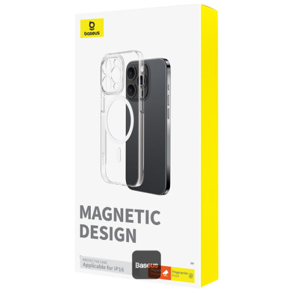 Baseus Ultra-Thin Crystal Series Magnetic Phone Case for iPhone 16 | MagSafe Compatible Scratch Resistant Anti-Yellowing Fingerprint-Proof - Clear