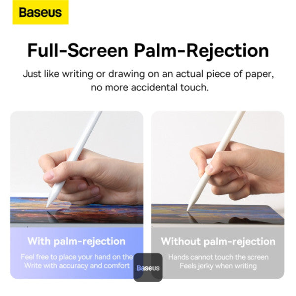 Baseus Smooth Writing 2 Series Stylus with LED Indicators – Type-C Charging Palm Rejection – For iPad Mini 6 Air 4 5 Pro 0–6 Series - White