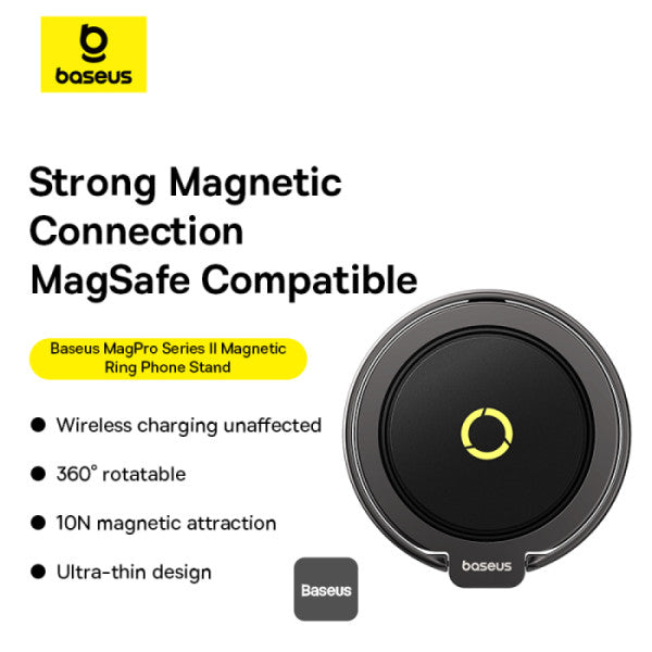 Baseus MagPro Series II Magnetic Ring Phone Stand | 360° Adjustable Phone Stand Grip - Black