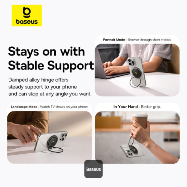 Baseus MagPro Series II Magnetic Ring Phone Stand | 360° Adjustable Phone Stand Grip - Black