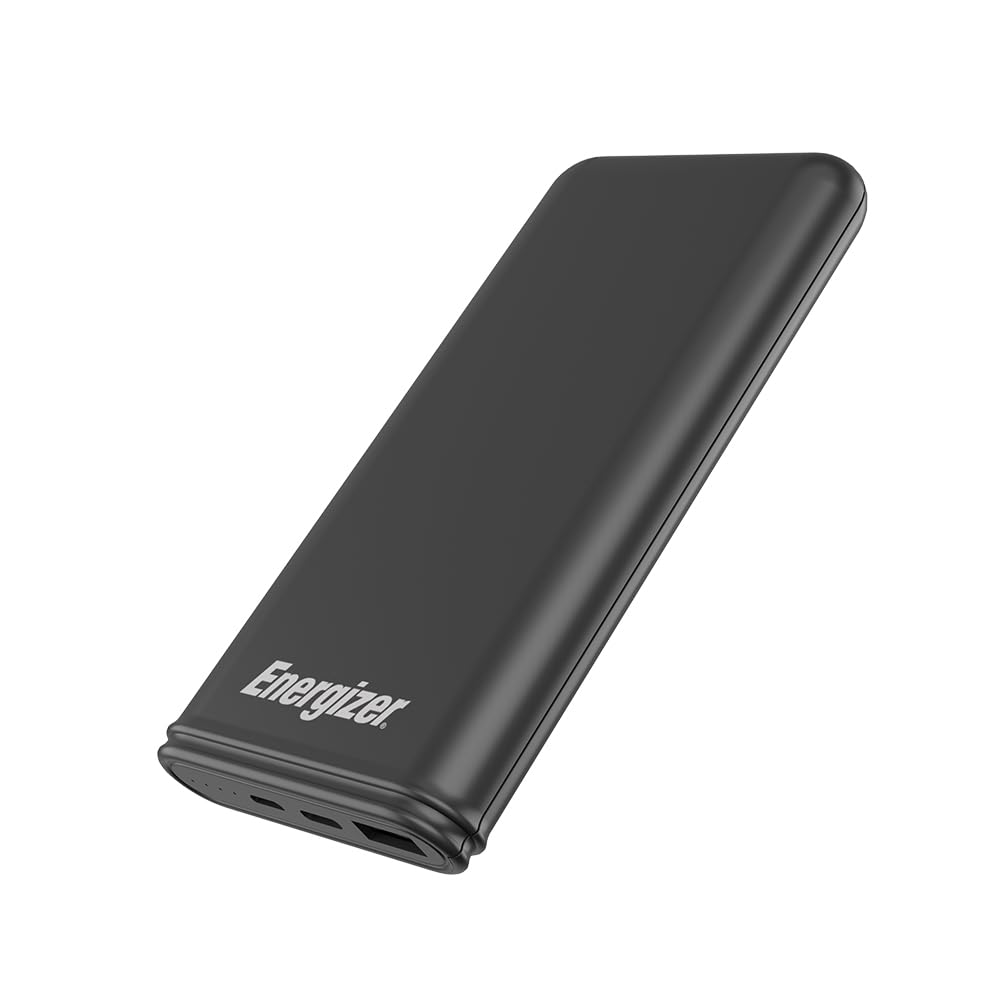 Energizer 10000 mAh Max 2.1A Rapid Charging Power Bank With Dual Outputs - Type-C And USB-A, Dual Inputs, Micro-USB And Type-C Black