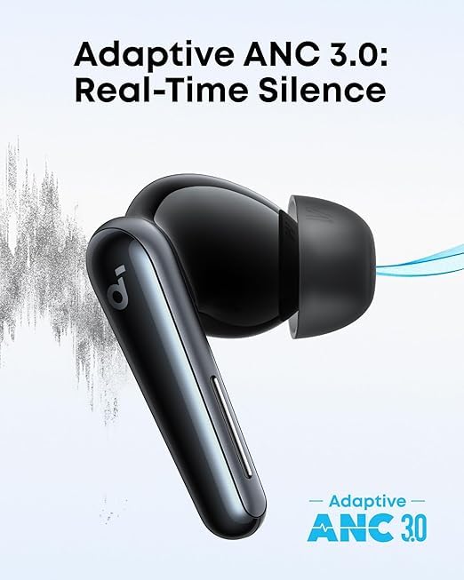 Soundcore Liberty 5 by Anker, Noise-Cancelling Wireless Earbuds, 2x Stronger Voice Reduction, Adaptive Noise Cancellation, Fast Charging, Dolby Audio, 6-Mic AI Clear Calls, Black (Global Version)