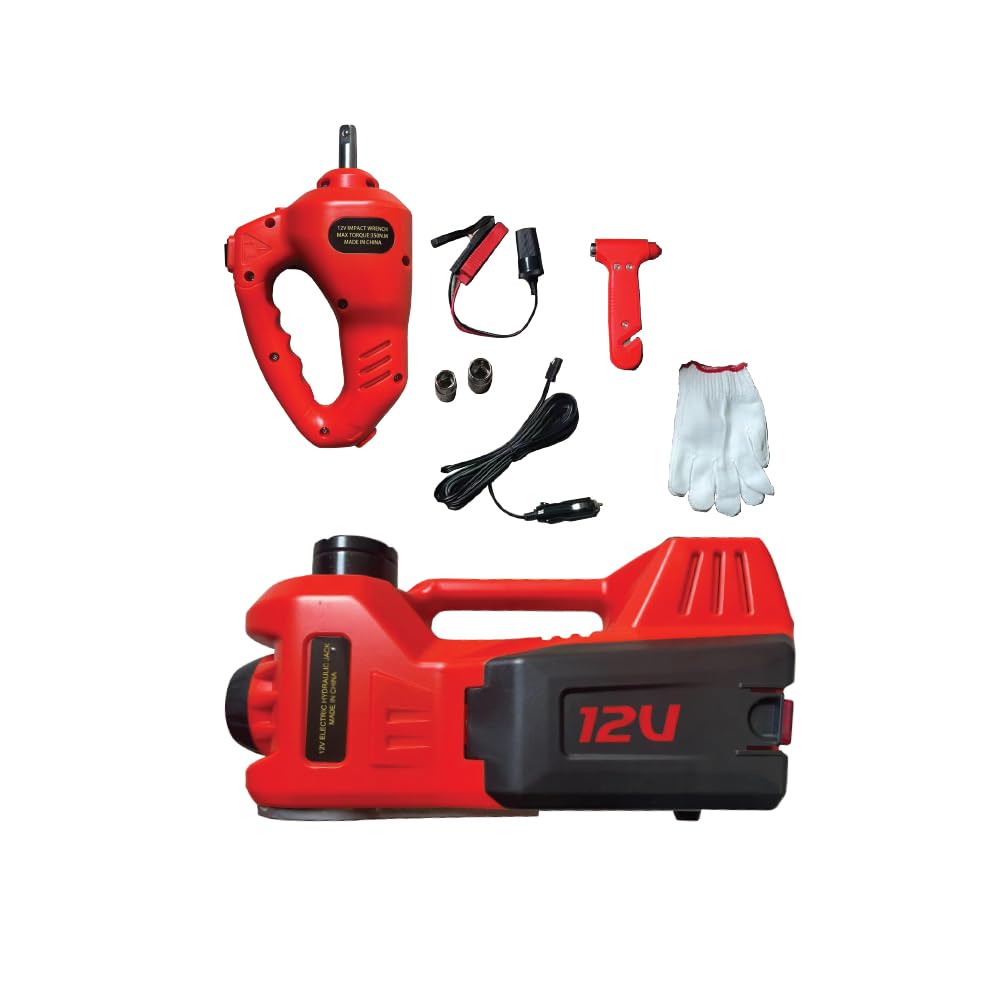 DENX Electric Car Jack Set, 2-Ton Capacity, Portable Emergency Lift Kit with Carrying Case