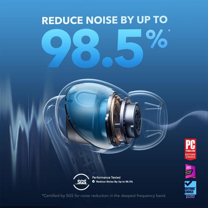 soundcore by Anker Liberty 4 NC Adaptive Noise Cancelling Earbuds, 98.5% Noise Reduction to Ears and Environment, Hi-Res Sound, 50H Battery, Wireless Charging, Bluetooth 5.3