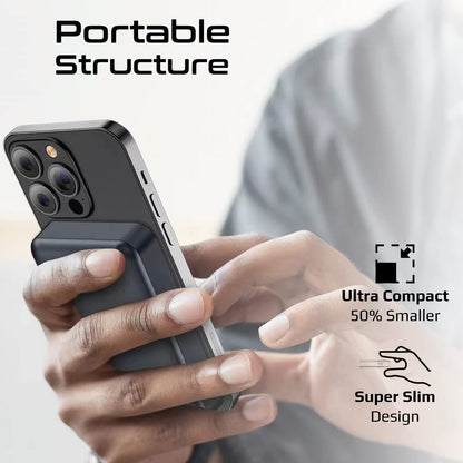 Promate iPhone 16 Power Bank, Premium 10000mAh Transparent Battery Pack, 15W Magnetic Charging 20W USB-C Power Delivery Port, Over Charging Protection for iPhones & Galaxy S25 Ultra,LucidPack-10 Black