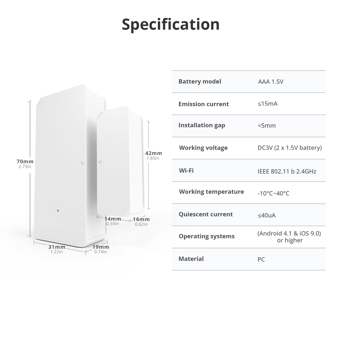 SONOFF DW2 Wi-Fi Wireless Door Window Sensor,APP Alert for Home Automation Wireless Alarm Security System, Compatible with IFTTT, Alexa, Google Home, No Gateway Required.