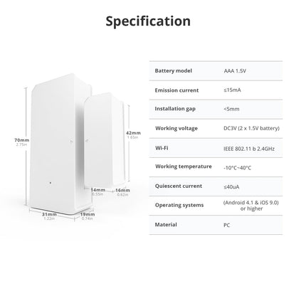 SONOFF DW2 Wi-Fi Wireless Door Window Sensor,APP Alert for Home Automation Wireless Alarm Security System, Compatible with IFTTT, Alexa, Google Home, No Gateway Required.