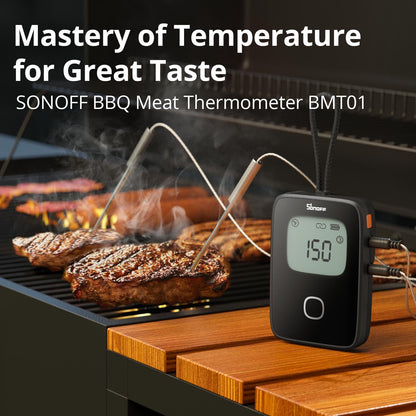 SONOFF Meat Thermometer, Wireless Meat Thermometer for Smoker Oven, Digital Grill Thermometer with 2 Probes, Timer Mode,Smart LCD Backlight,Notification Alert,BBQ Thermometer
