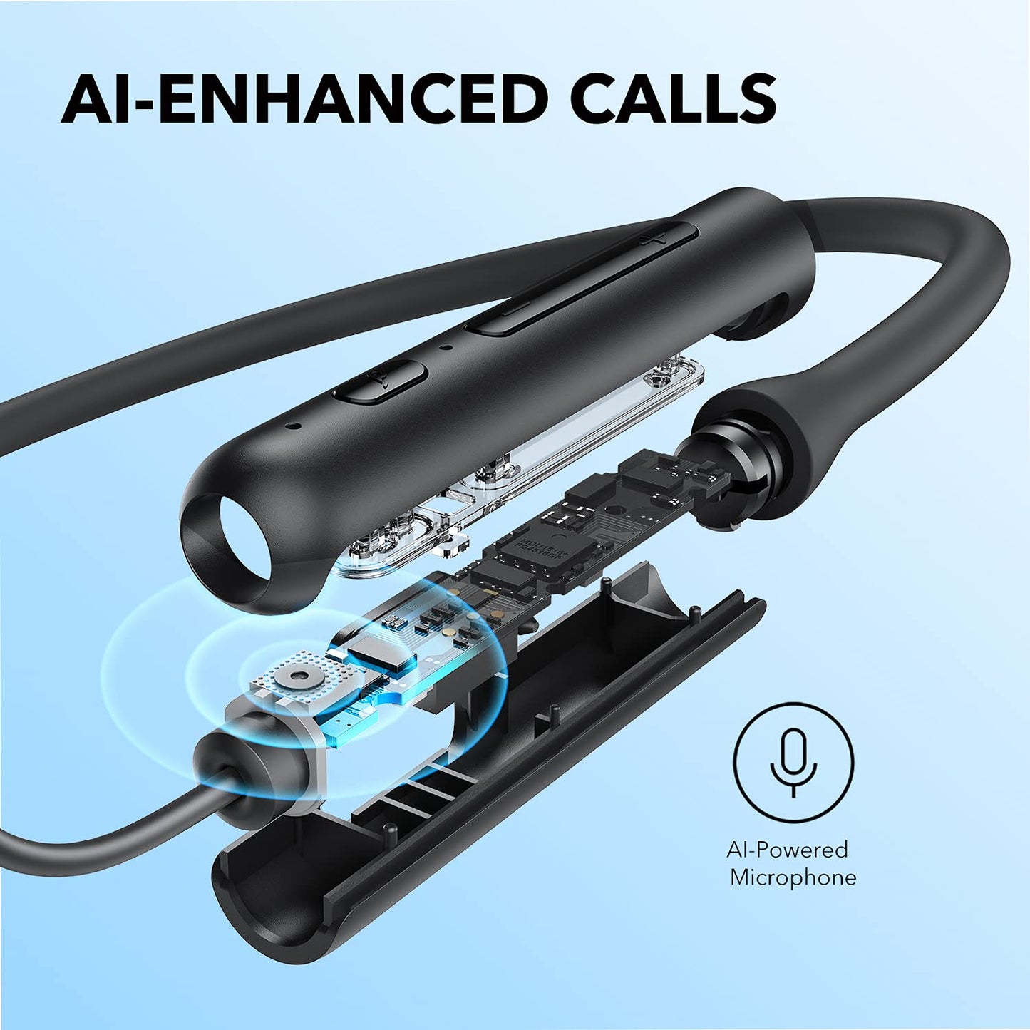 Soundcore by Anker Life U2i Wireless Neckband Headphones, 10mm Drivers with BassUp Technology, 24H Playtime, AI-Enhanced Calls, Foldable and Lightweight, IPX5 Water-Resistant, Secure Fit, Bluetooth 5