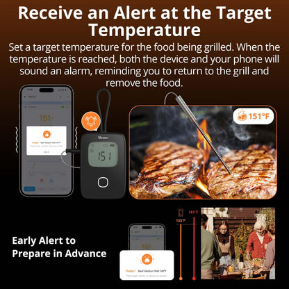 SONOFF Meat Thermometer, Wireless Meat Thermometer for Smoker Oven, Digital Grill Thermometer with 2 Probes, Timer Mode,Smart LCD Backlight,Notification Alert,BBQ Thermometer