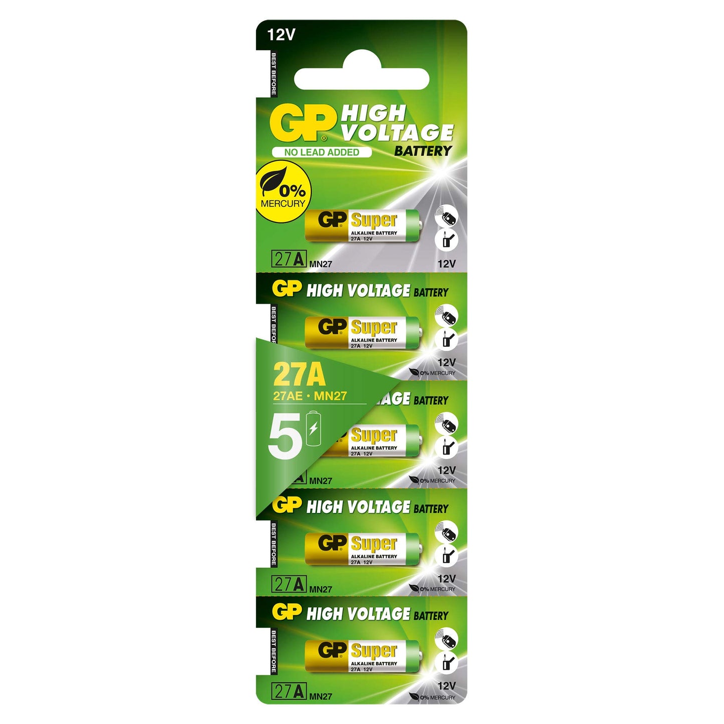 GP 27A (MN27) High Voltage Battery - Card of 5 pieces