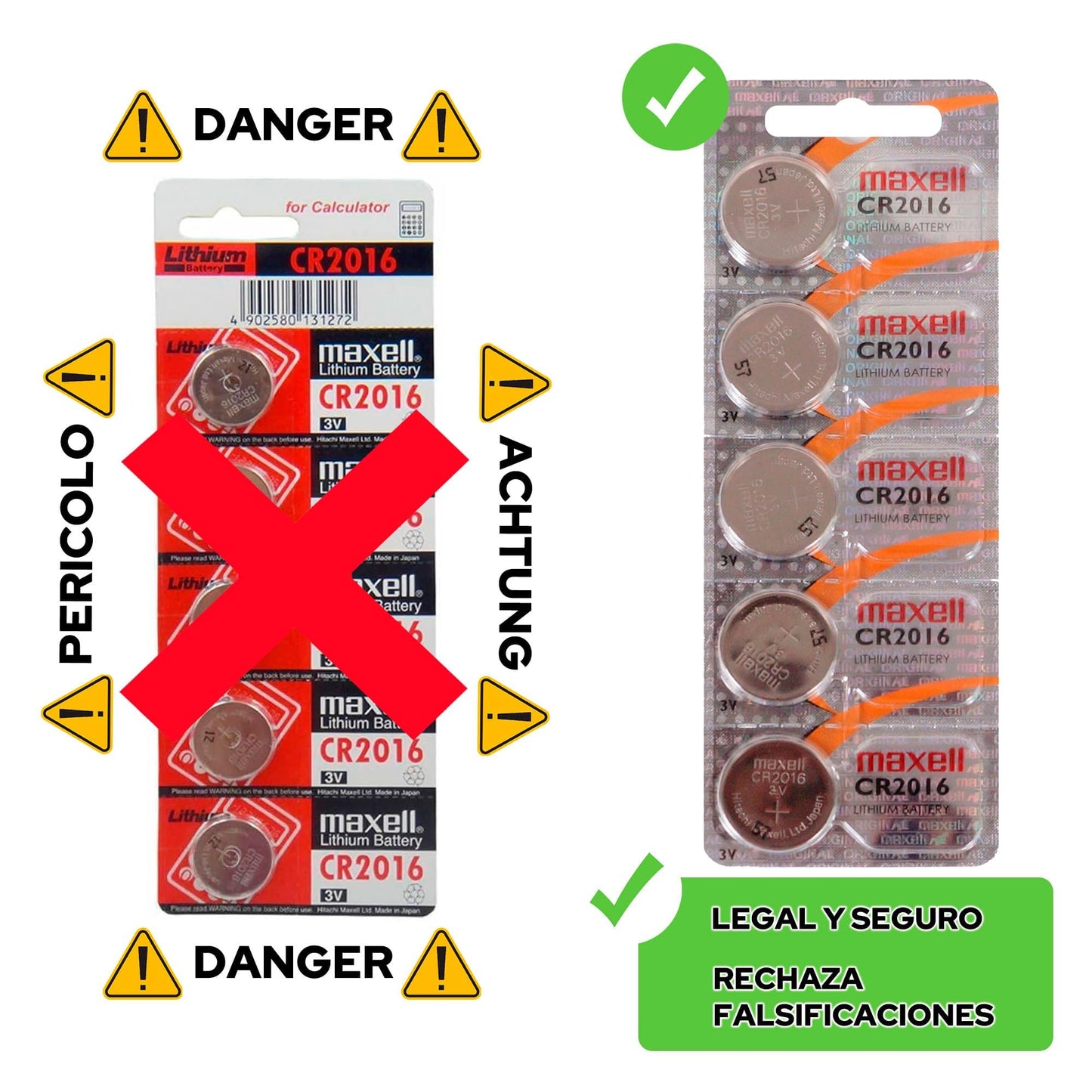 Maxell Micro Lithium Cell Battery CR2016 for Watches and Electronics 5 Pack