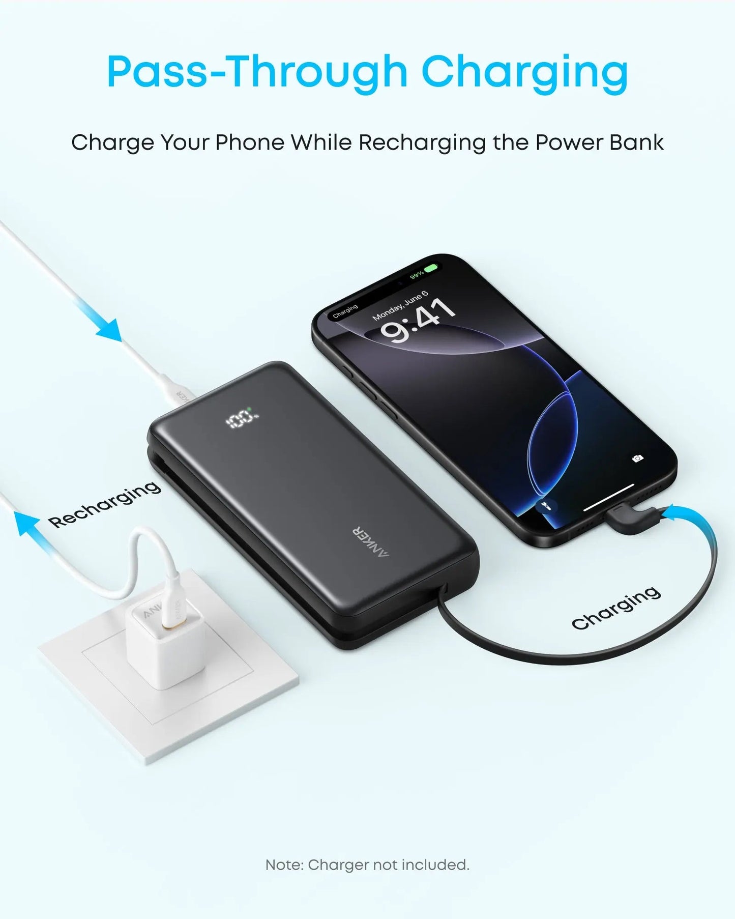 Anker Zolo Powerbank 20000mAh 22.5W Fast Charging Power Bank with Built-in USB-C Cable [CCC Certified] A110E