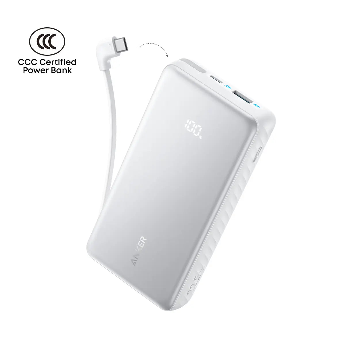 Anker Zolo Powerbank 20000mAh 22.5W Fast Charging Power Bank with Built-in USB-C Cable [CCC Certified] A110E
