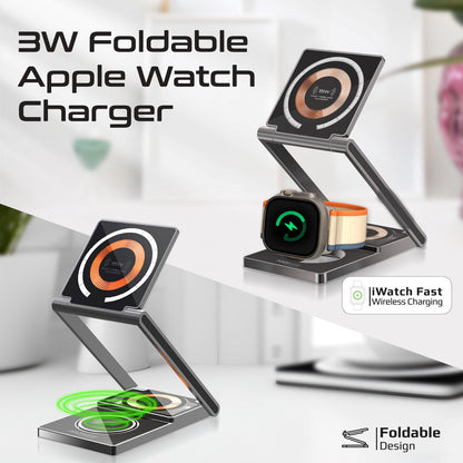 Ultra-Slim Transparent Foldable 15W MagSafe Compatible Wireless Charging Station