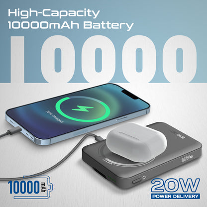 Ultra-Compact 3 in 1 MagSafe Compatible Wireless Charging Power Bank