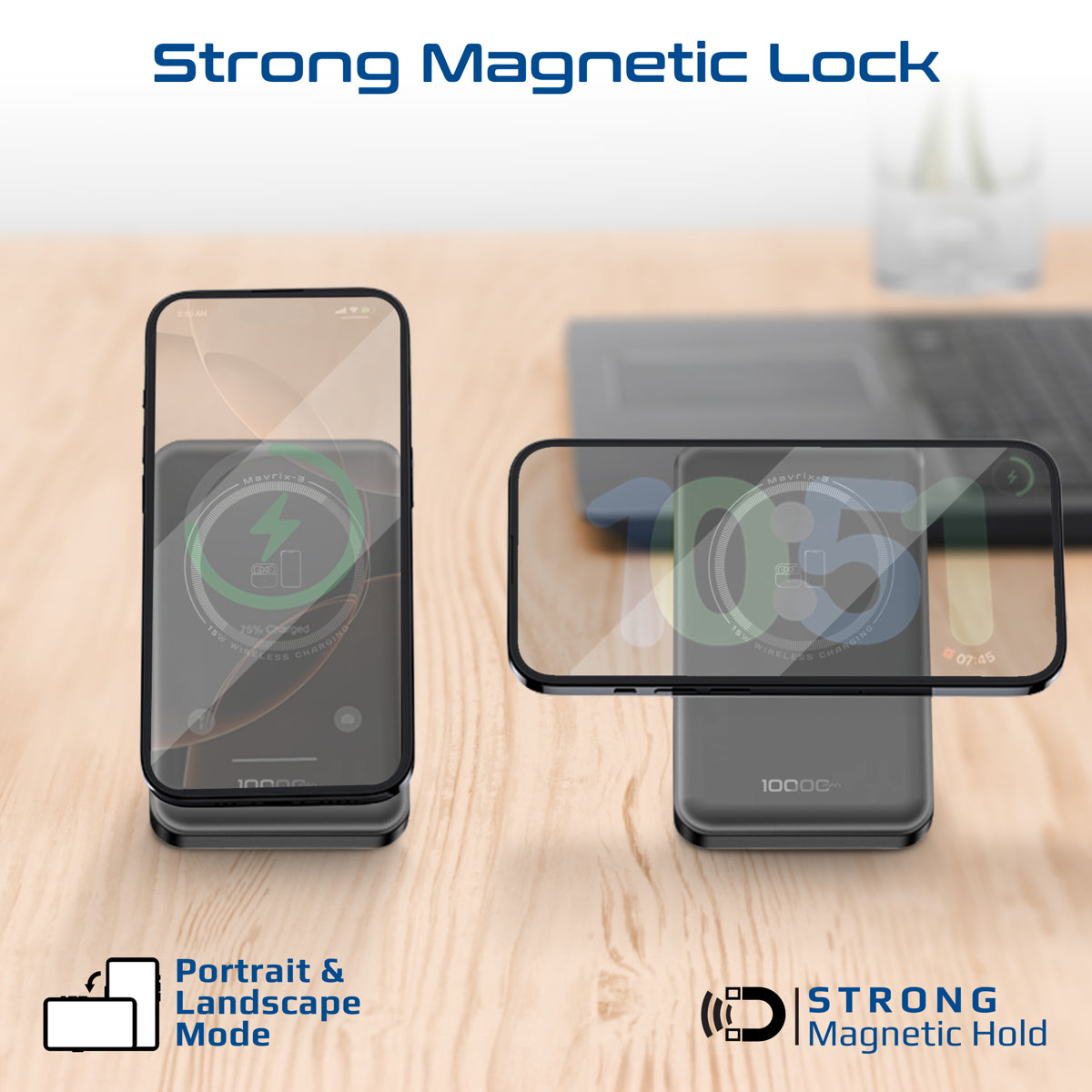 Ultra-Compact 3 in 1 MagSafe Compatible Wireless Charging Power Bank