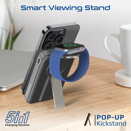 Ultra-Compact 3 in 1 MagSafe Compatible Wireless Charging Power Bank