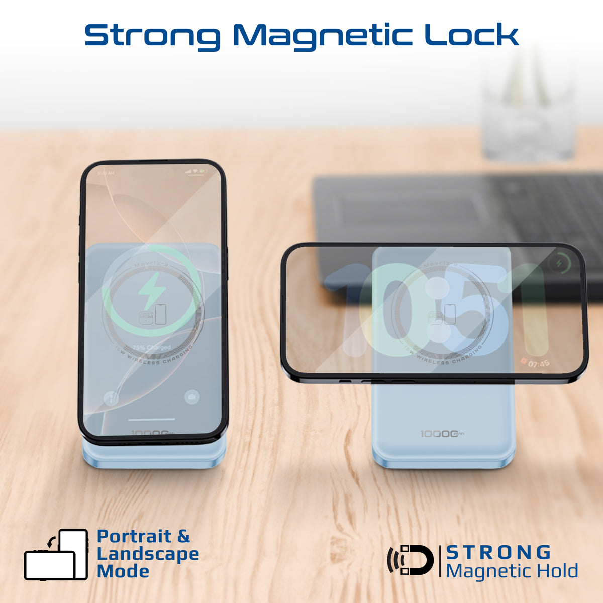 Ultra-Compact 3 in 1 MagSafe Compatible Wireless Charging Power Bank