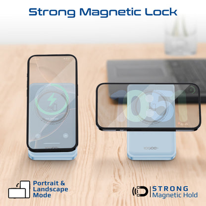 Ultra-Compact 3 in 1 MagSafe Compatible Wireless Charging Power Bank
