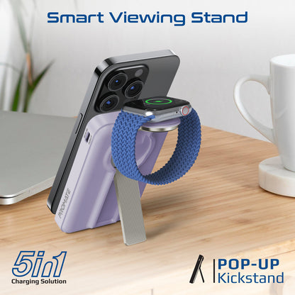Ultra-Compact 3 in 1 MagSafe Compatible Wireless Charging Power Bank