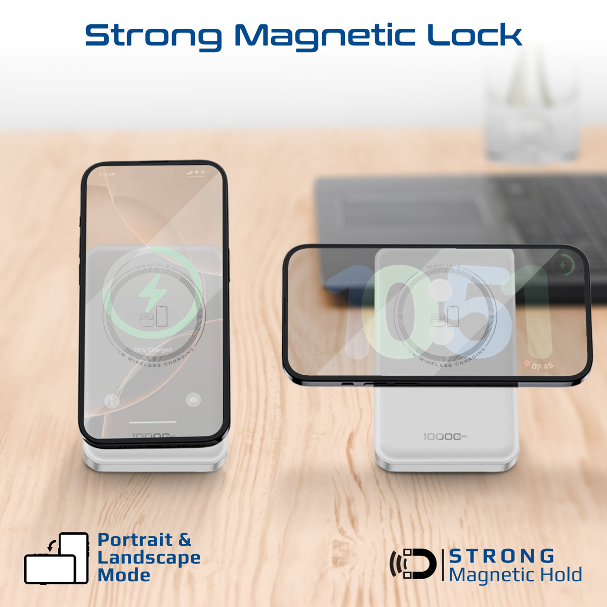 Ultra-Compact 3 in 1 MagSafe Compatible Wireless Charging Power Bank