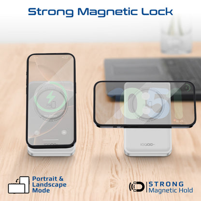 Ultra-Compact 3 in 1 MagSafe Compatible Wireless Charging Power Bank