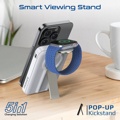 Ultra-Compact 3 in 1 MagSafe Compatible Wireless Charging Power Bank
