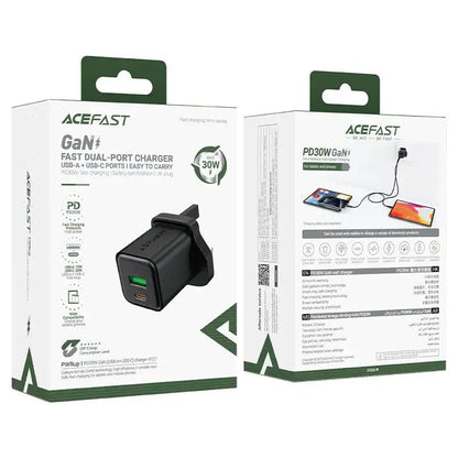 Fast Charge Wall Charger A127 PD30W GaN (1xUSB-A+1xUSB-C) UK