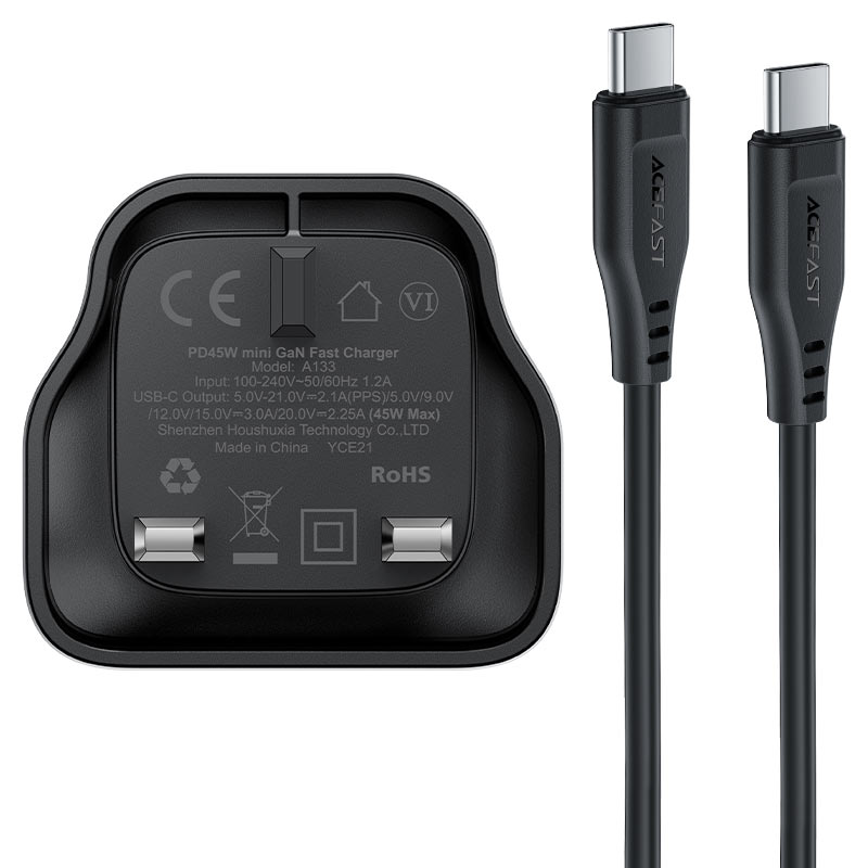 Fast Charge Wall Charger A133 PD45W GaN (1xUSB-C) UK