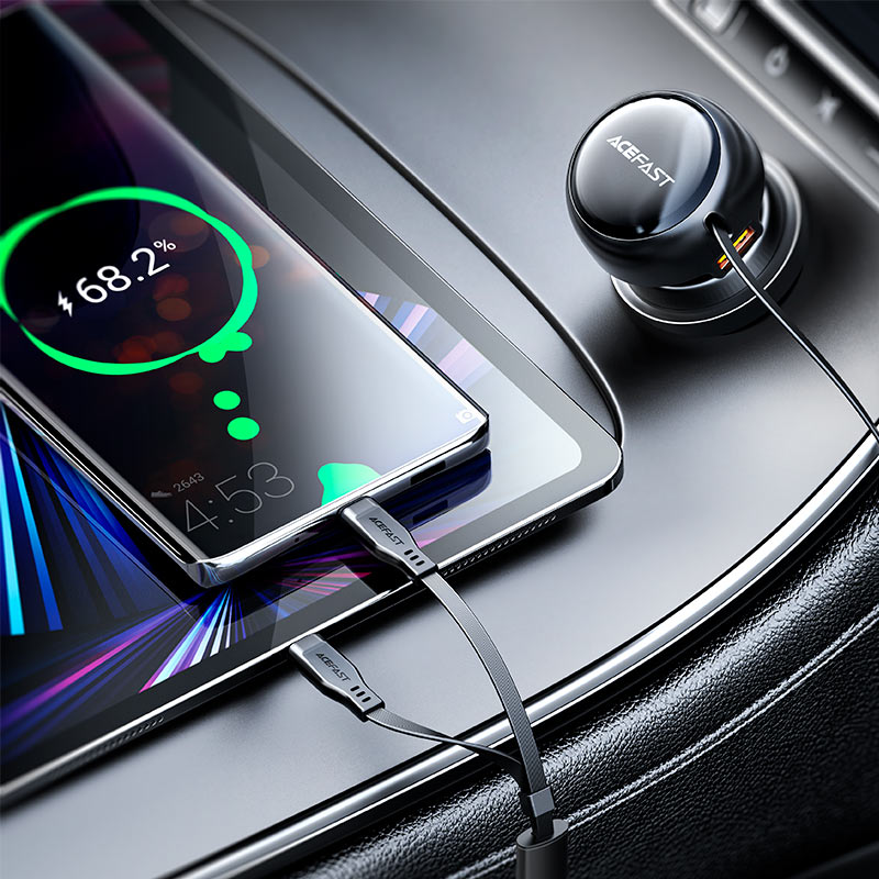 Fast Charge Car Charger B13 53W with 2-in-1 cable