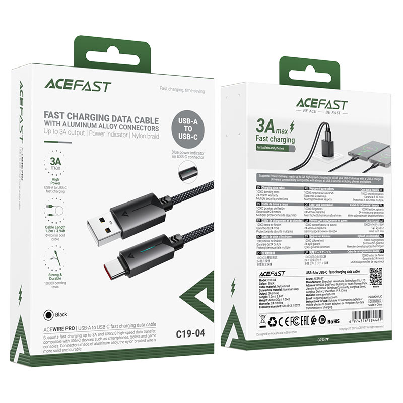 Charging Data Cable C19-04 USB-A to USB-C