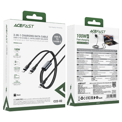 Charging Data Cable C22-02 USB-C to 2xUSB-C 100W