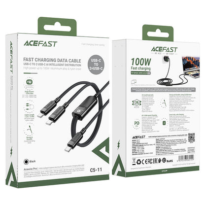Charging Data Cable C5-11 USB-C to 2xUSB-C 100W