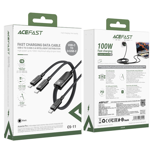Charging Data Cable C5-11 USB-C to 2xUSB-C 100W