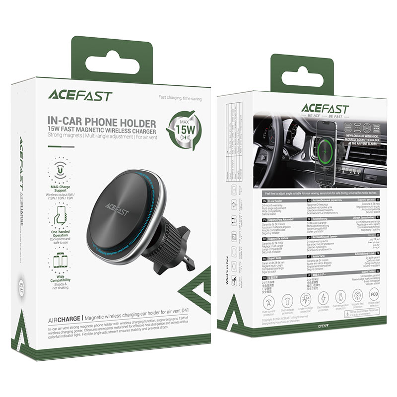 Fast Wireless Charger Magnetic Car Holder D41