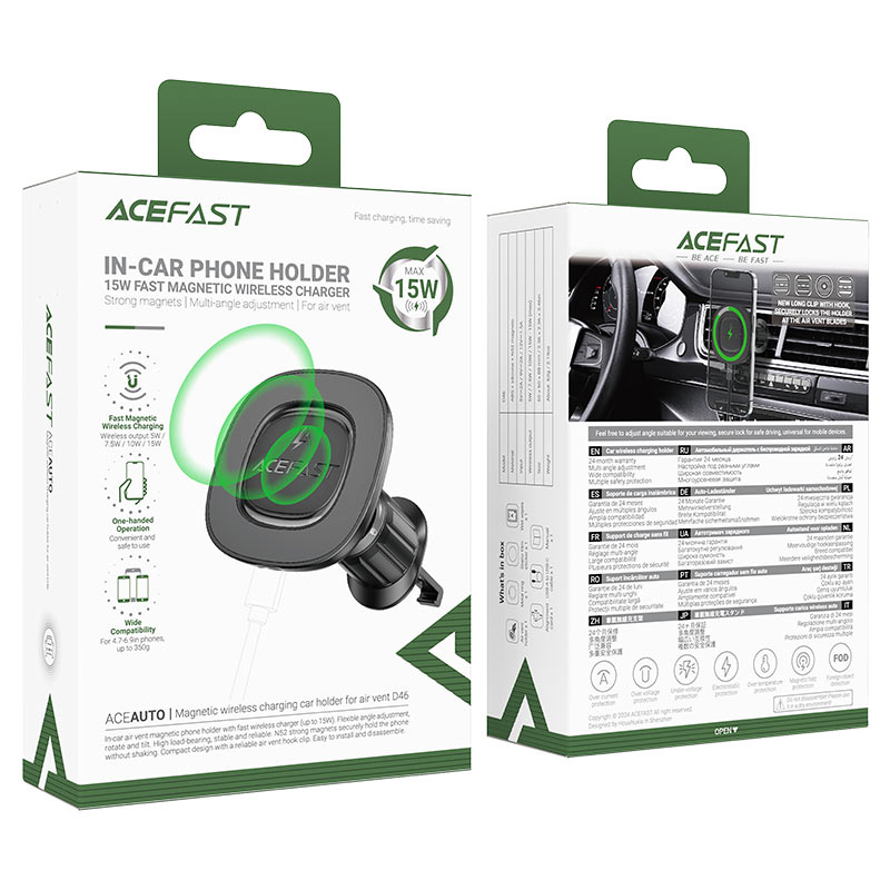 Fast Wireless Charger Magnetic Car Holder D46
