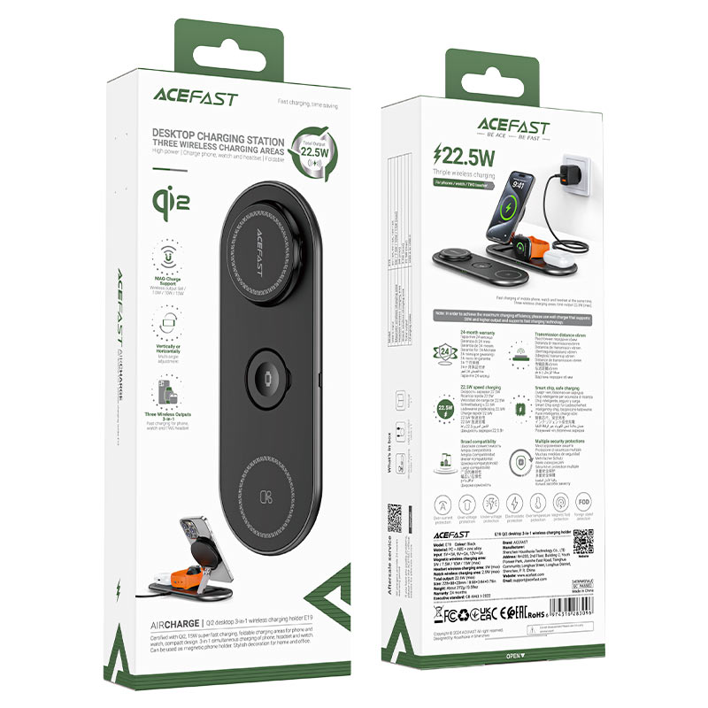 Fast Qi2 Wireless Charger Desktop Holder E19